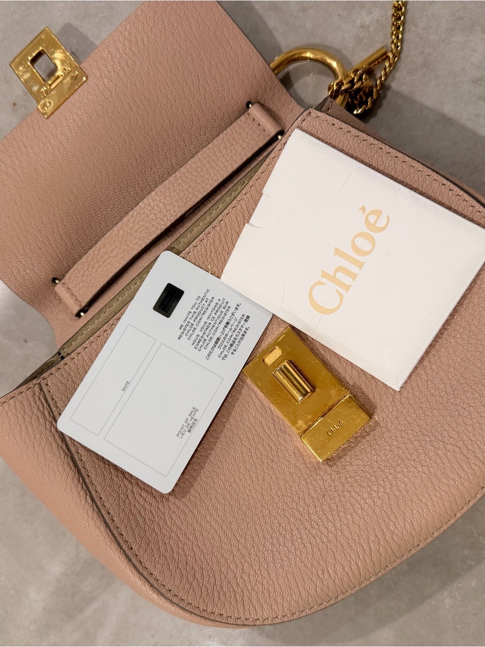Chloe Small Drew Crossbody Bag in Nude Beige with Gold Hardware - Picture 5 of 7
